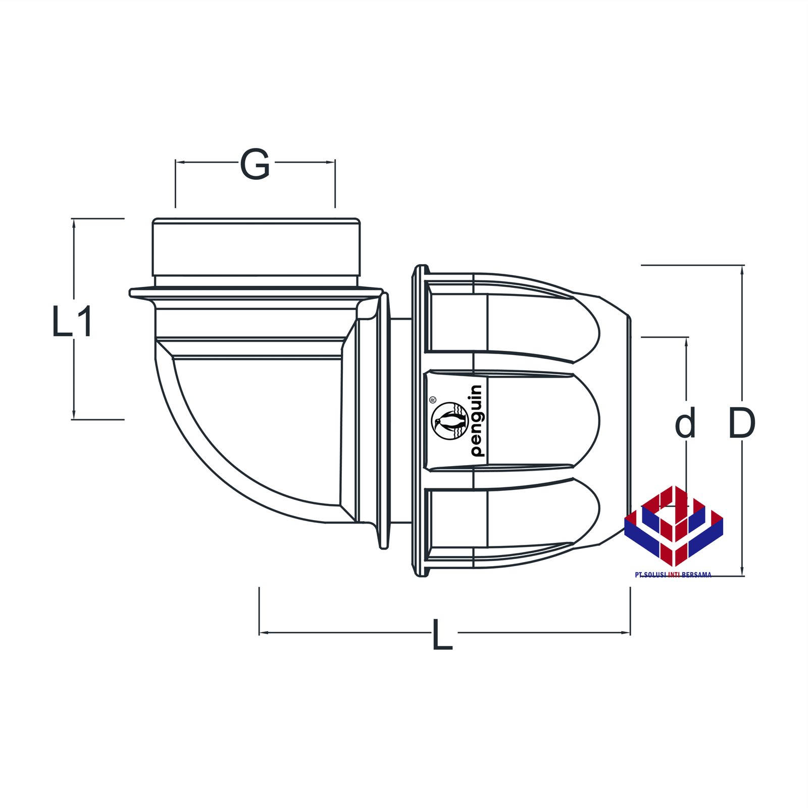 Female Threaded Elbow (FTE) HDPE Penguin Smart Compression 25 mm (3/4 ...